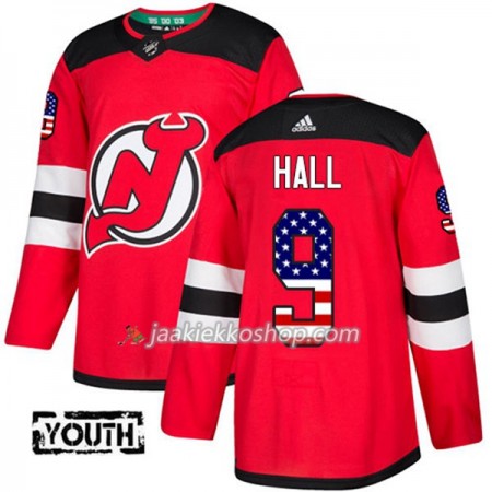 Lapsille NHL New Jersey Devils Pelipaita Taylor Hall 9 Adidas 2017-2018 Punainen USA Flag Fashion Authentic